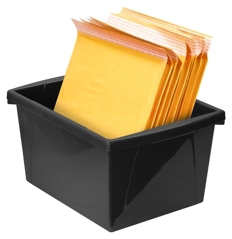 Storex Extra-Large Book Bin, Interlocking Plastic Organizer for Home, Office and Classroom, Black, 1-Pack (71130A06C) - Image 5